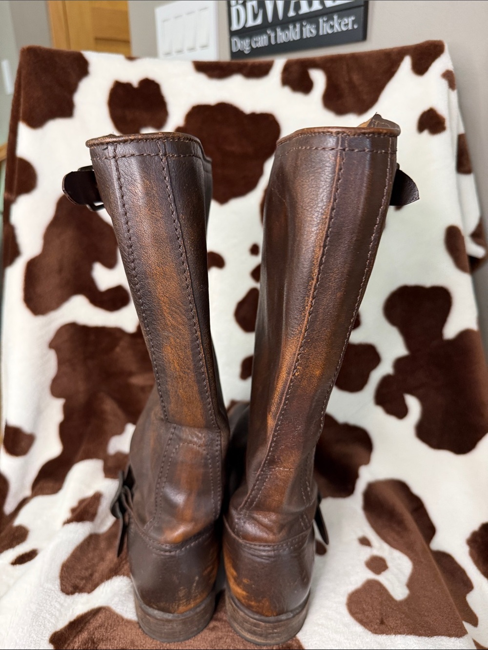 Frye Brown Suede and Leather Mixed-Material Detail - Picture 4 of 6